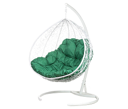 Кресло подвесное BiGarden Gemini White (двойной, зеленая подушка)