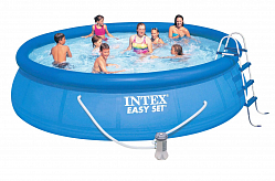 Надувной бассейн Intex Easy Set 56409 457x107 см + фильтр-насос (картриджный фильтр), лестница, подстилка