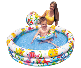 Детский надувной бассейн "Рыбки" Intex 59469NP 132х28 см + надувной мяч, надувной круг