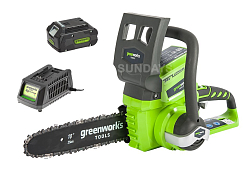 Цепная пила аккумуляторная GreenWorks G24CS25K2, 24V, 25см, c 1хАКБ 2 А.ч и ЗУ 2000007VA