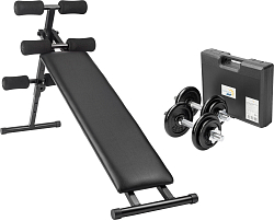 Скамья для пресса Sundays Fitness IRSB06 + Набор гантелей IR92052